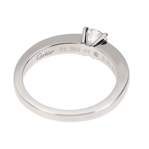 カルティエ Pt950 ダイヤモンド リング 0.31ct F VVS2 デクラ
