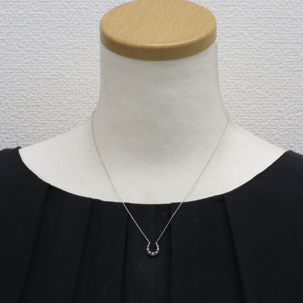 スタージュエリー K18WG ダイヤモンド ペンダントネックレス 0.08ct 馬蹄