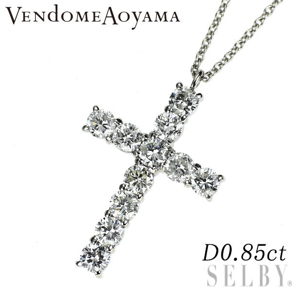 ヴァンドーム青山 Pt900/ Pt850 ダイヤモンド ペンダントネックレス 0.85ct クロス
