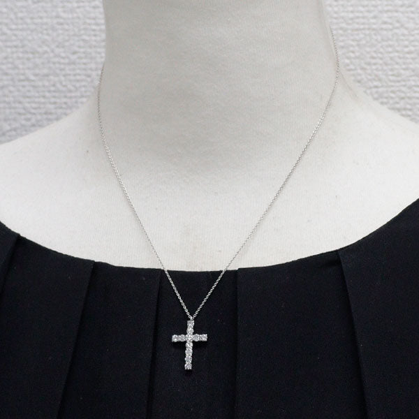 ヴァンドーム青山 Pt900/ Pt850 ダイヤモンド ペンダントネックレス 0.85ct クロス