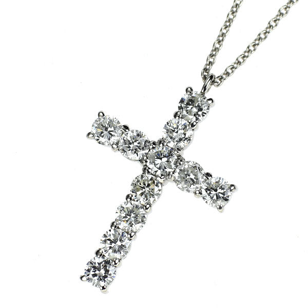 ヴァンドーム青山 Pt900/ Pt850 ダイヤモンド ペンダントネックレス 0.85ct クロス