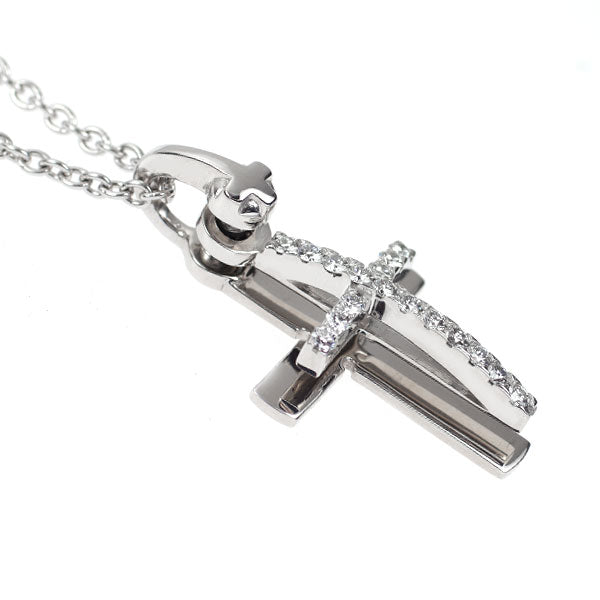ウォルサム K18WG ダイヤモンド ペンダントネックレス 0.21ct クロス 引き輪社外
