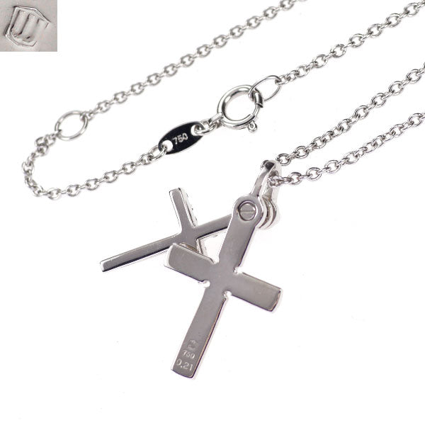 ウォルサム K18WG ダイヤモンド ペンダントネックレス 0.21ct クロス 引き輪社外