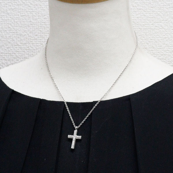 ウォルサム K18WG ダイヤモンド ペンダントネックレス 0.21ct クロス 引き輪社外