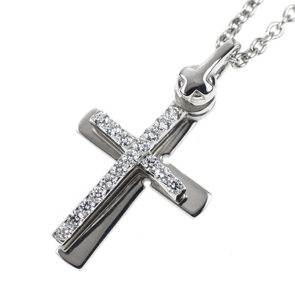 ウォルサム K18WG ダイヤモンド ペンダントネックレス 0.21ct クロス 引き輪社外