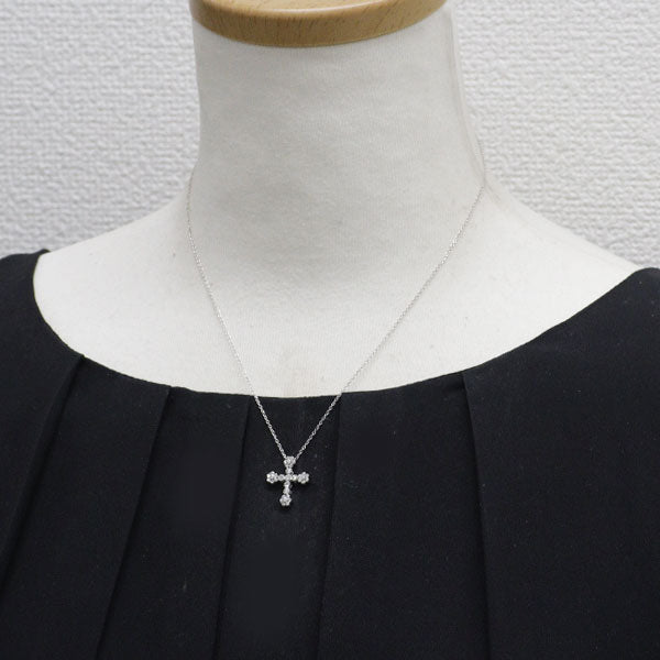 スタージュエリー K18WG ダイヤモンド ペンダントネックレス 0.23ct クロス