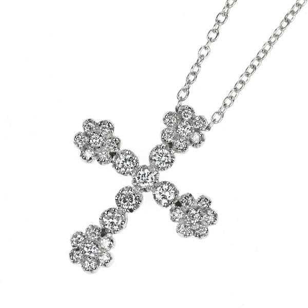 スタージュエリー K18WG ダイヤモンド ペンダントネックレス 0.23ct クロス