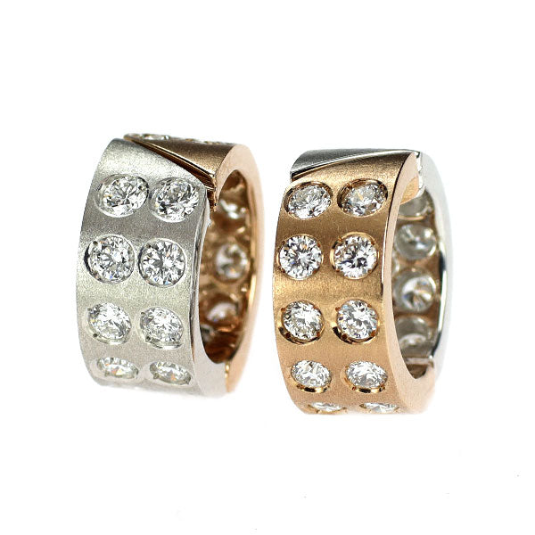 イーノス K18WG/PG ダイヤモンド イヤリング 1.37ct ピアリング リバーシブル