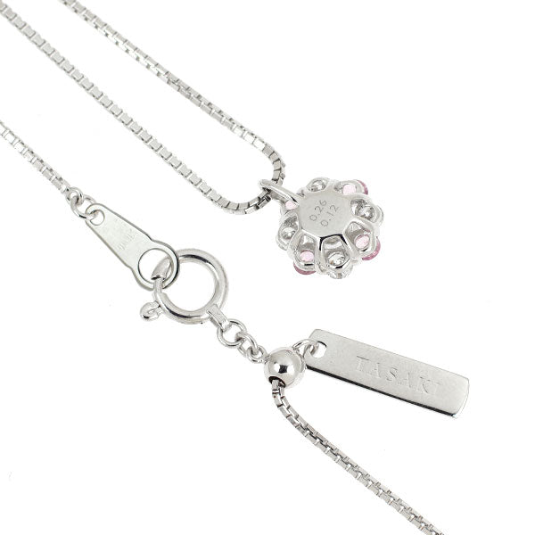 田崎真珠 K18WG ダイヤモンド ピンクサファイア ペンダントネックレス 0.26ct D SI2 EX D0.12ct