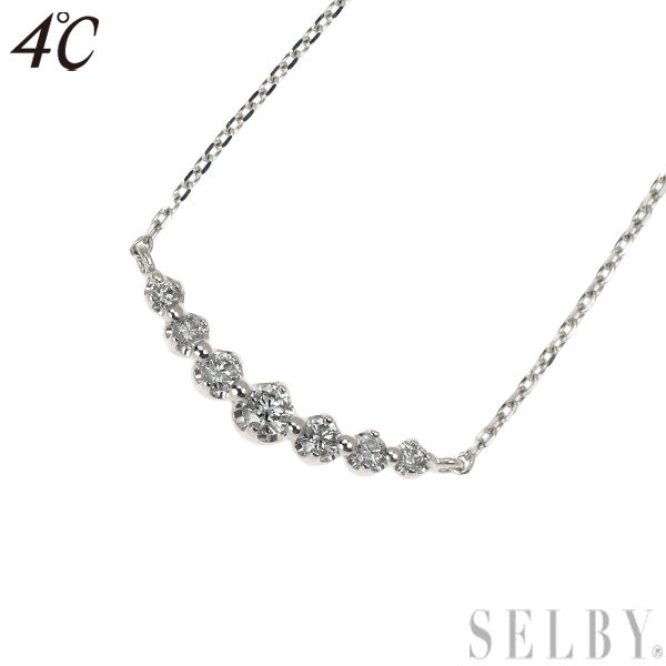 4℃ K18WG ダイヤモンド ペンダントネックレス