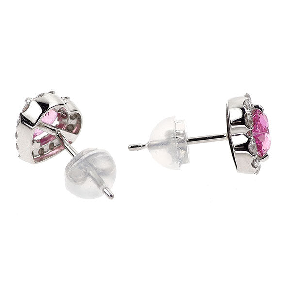 新品 Pt900 ハートシェイプ ピンクサファイア ダイヤモンド ピアス 1.00ct D0.32ct 【エスコレ】