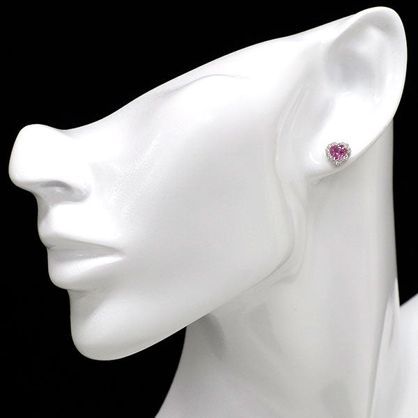 新品 Pt900 ハートシェイプ ピンクサファイア ダイヤモンド ピアス 1.00ct D0.32ct 【エスコレ】