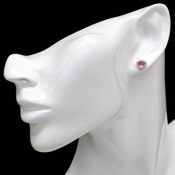新品 Pt900 ハートシェイプ ピンクサファイア ダイヤモンド ピアス 1.20ct D0.32ct 【エスコレ】