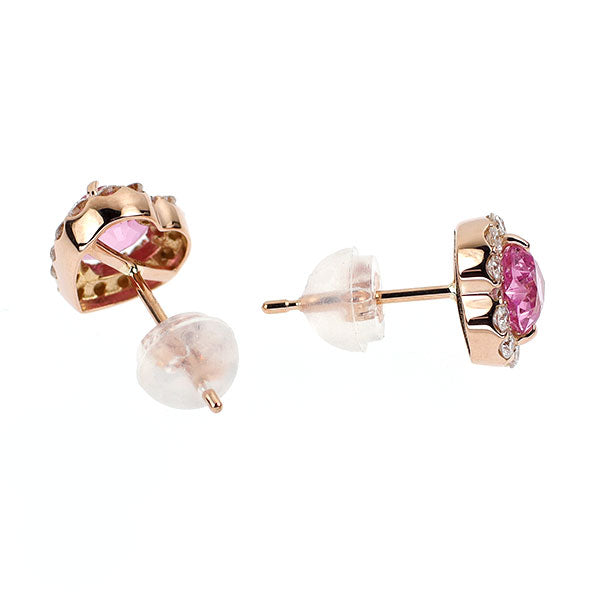 新品 K18PG ハートシェイプ ピンクサファイア ダイヤモンド ピアス 1.00ct D0.32ct 【エスコレ】