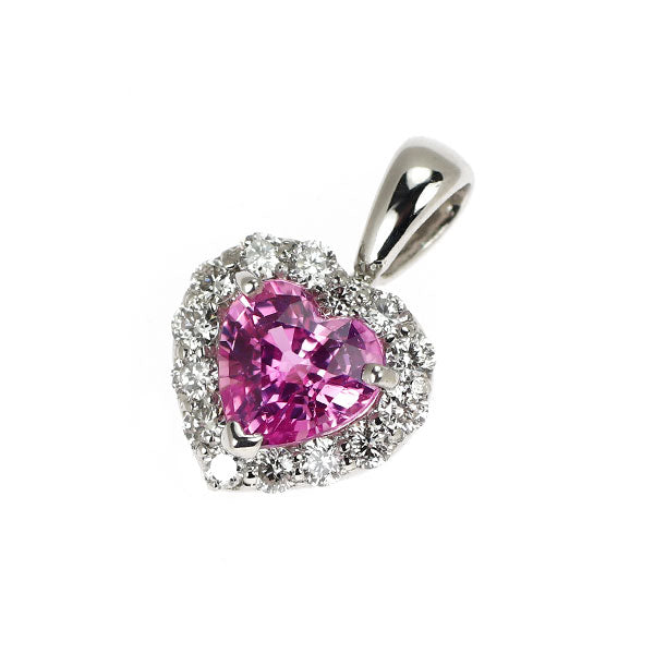 新品 Pt900 ハートシェイプ ピンクサファイア ダイヤモンド ペンダントトップ 0.50ct D0.16ct 【エスコレ】