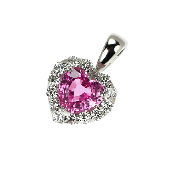 新品 Pt900 ハートシェイプ ピンクサファイア ダイヤモンド ペンダントトップ 0.60ct D0.16ct 【エスコレ】