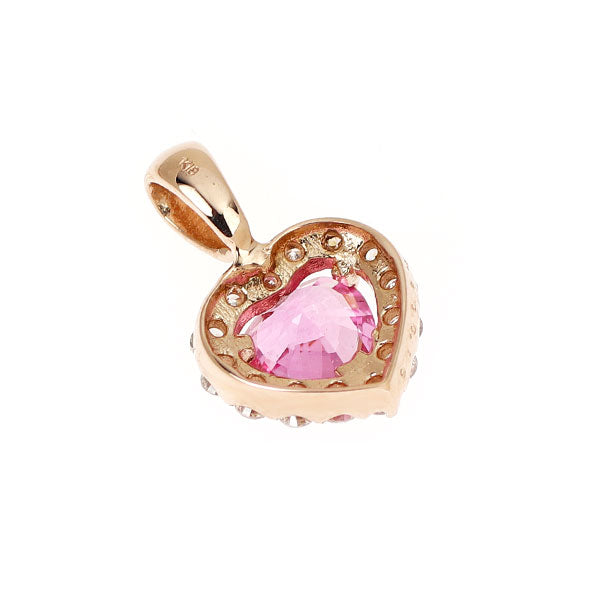 新品 K18PG ハートシェイプ ピンクサファイア ダイヤモンド ペンダントトップ 0.40ct D0.16ct 【エスコレ】