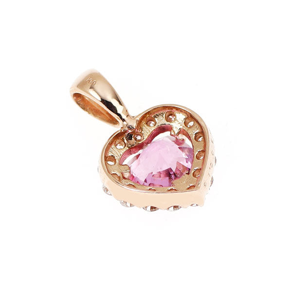 新品 K18PG ハートシェイプ ピンクサファイア ダイヤモンド ペンダントトップ 0.50ct D0.16ct 【エスコレ】