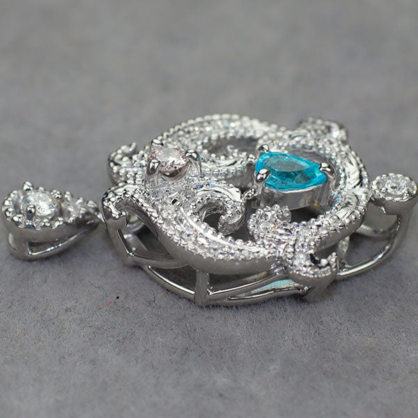 K18WG ブラジル産パライバトルマリン 天然ピンク/無色ダイヤモンド