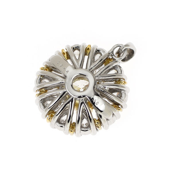 Pt900/ K18YG ダイヤモンド ペアシェイプ/メレダイヤモンド ペンダントトップ 1.044ct H SI2 EX D1.46ct フラワー