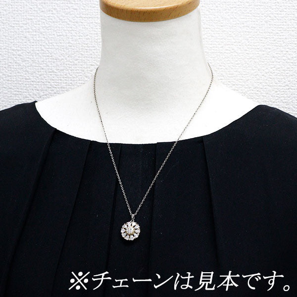 Pt900/ K18YG ダイヤモンド ペアシェイプ/メレダイヤモンド ペンダントトップ 1.044ct H SI2 EX D1.46ct フラワー
