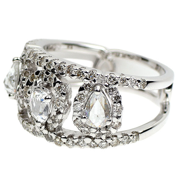 K18WG ローズカット/ラウンドブリリアント ダイヤモンド リング 1.40ct