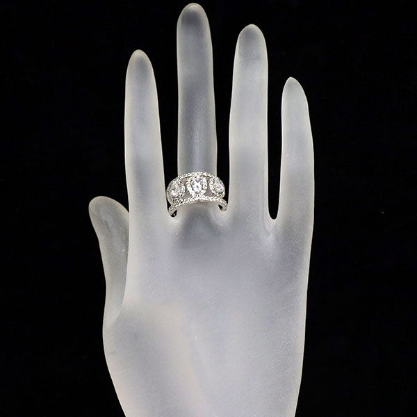 K18WG ローズカット/ラウンドブリリアント ダイヤモンド リング 1.40ct