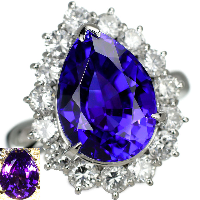 Pt900 上質タンザナイト ダイヤモンド リング 7.44ct D1.57ct