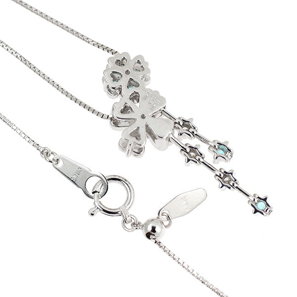 K18WG パライバトルマリン ダイヤモンド ペンダントネックレス 0.15ct D0.31ct フラワー