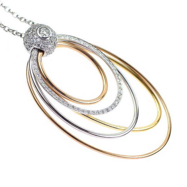 フォーエバーマーク K18WGYGPG ダイヤモンド ペンダントネックレス 0.19ct D0.60ct ミルモア サークル ペンダント マルチメタル