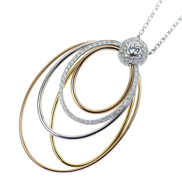 フォーエバーマーク K18WGYGPG ダイヤモンド ペンダントネックレス 0.19ct D0.60ct ミルモア サークル ペンダント マルチメタル