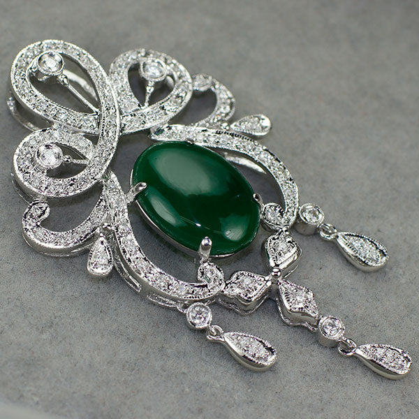K18WG 翡翠/ヒスイ ダイヤモンド ペンダントトップ 5.28ct 0.47 アンティークレース