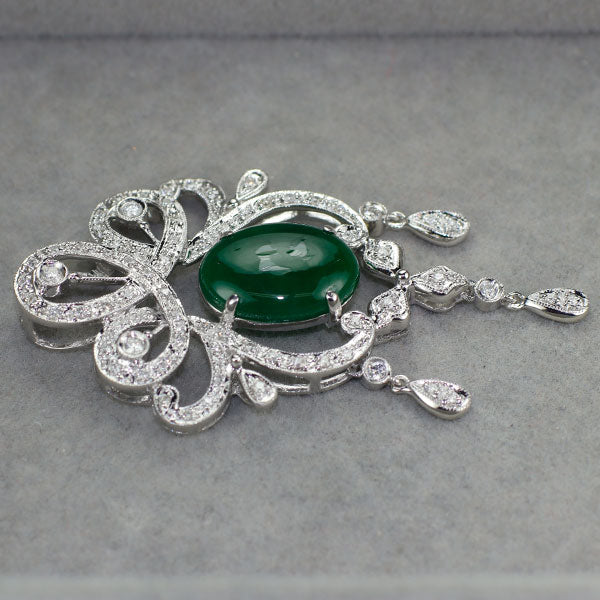 K18WG 翡翠/ヒスイ ダイヤモンド ペンダントトップ 5.28ct 0.47 アンティークレース