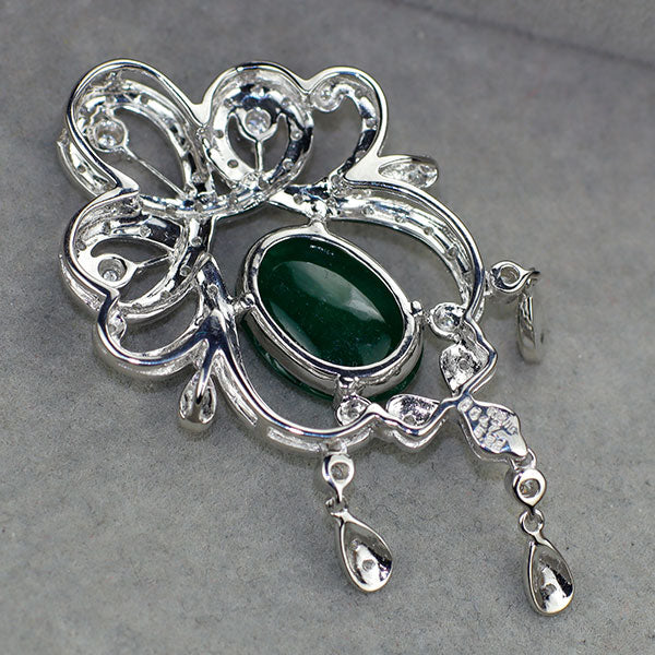 K18WG 翡翠/ヒスイ ダイヤモンド ペンダントトップ 5.28ct 0.47 アンティークレース