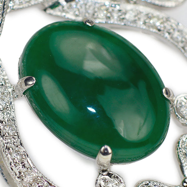 K18WG 翡翠/ヒスイ ダイヤモンド ペンダントトップ 5.28ct 0.47 アンティークレース