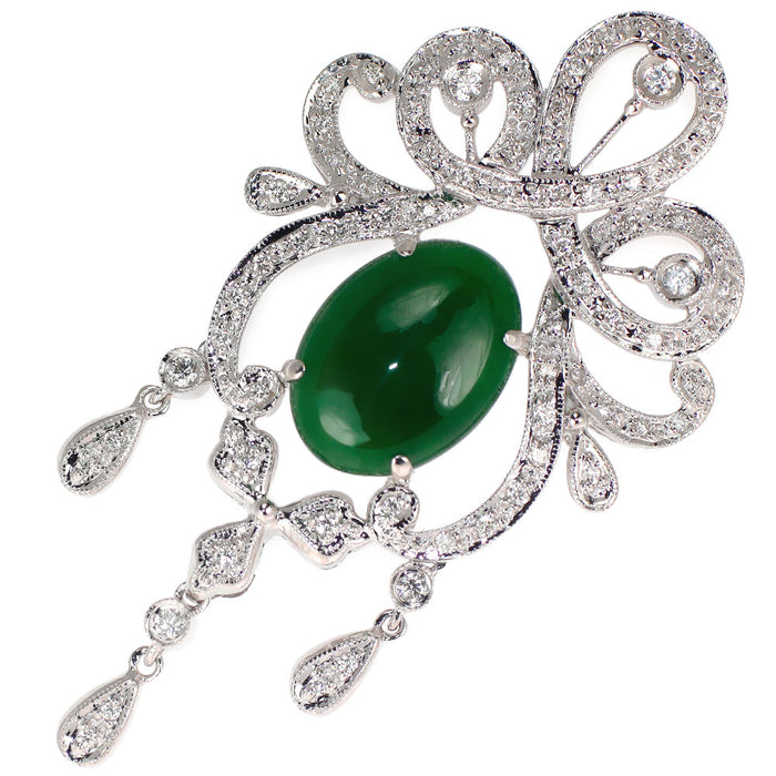 K18WG 翡翠/ヒスイ ダイヤモンド ペンダントトップ 5.28ct 0.47 アンティークレース