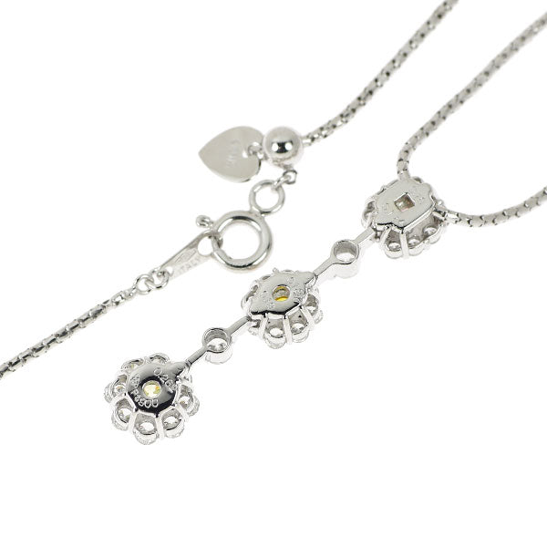 銀座ミワ K18WG/Pt900 天然マルチカラーダイヤモンド ペンダントネックレス 0.633ct FPP/FVY/FLYG SI1 D0.97ct フラワー