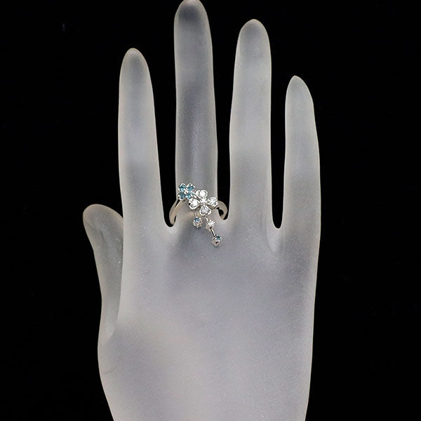 K18WG パライバトルマリン ダイヤモンド リング 0.15ct D0.29ct