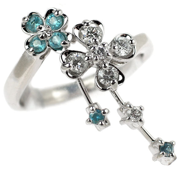 K18WG パライバトルマリン ダイヤモンド リング 0.15ct D0.29ct