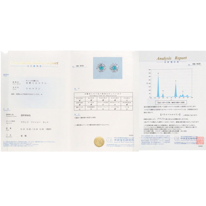 Pt900 パライバトルマリン ダイヤモンド ピアス 0.23ct D0.40ct フラワー