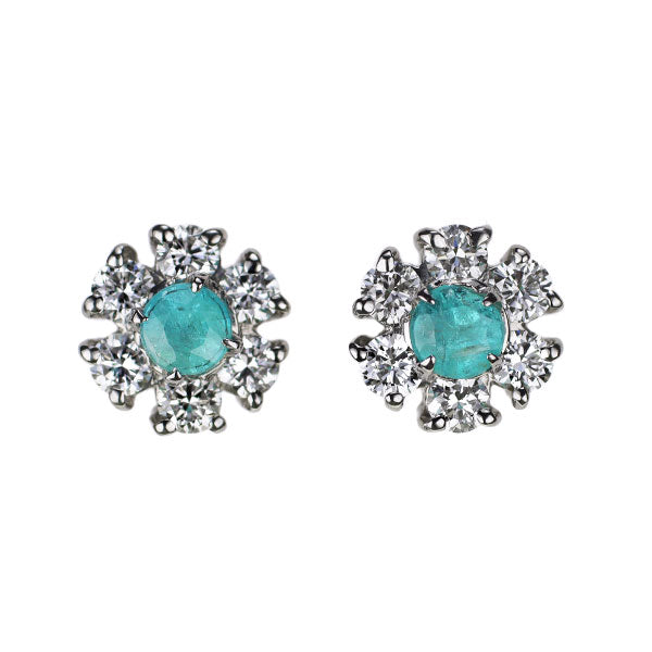 Pt900 パライバトルマリン ダイヤモンド ピアス 0.23ct D0.40ct フラワー