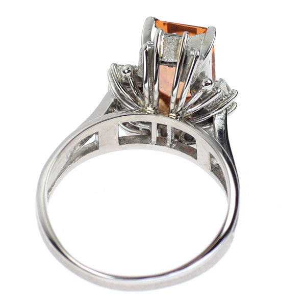 Pt900 インペリアルトパーズ ダイヤモンド リング 2.90ct D0.44ct 陽刻ヴィンテージ製品【ヒスコレ】