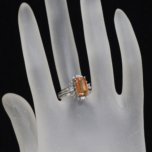 Pt900 インペリアルトパーズ ダイヤモンド リング 2.90ct D0.44ct 陽刻ヴィンテージ製品【ヒスコレ】
