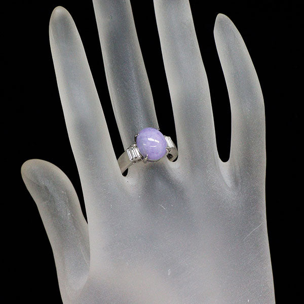 Pt900 ラベンダー 翡翠 ダイヤモンド リング 5.55ct D0.37ct