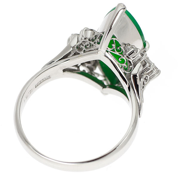 Pt900 翡翠 ダイヤモンド リング 2.61ct D0.36ct