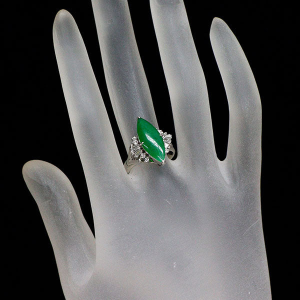 Pt900 翡翠 ダイヤモンド リング 2.61ct D0.36ct