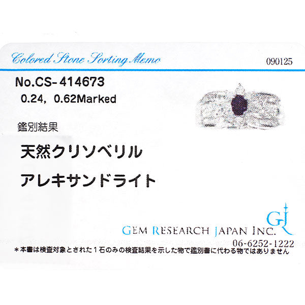 希少 Pt900 アレキサンドライト ダイヤモンド リング 0.24ct D0.62ct