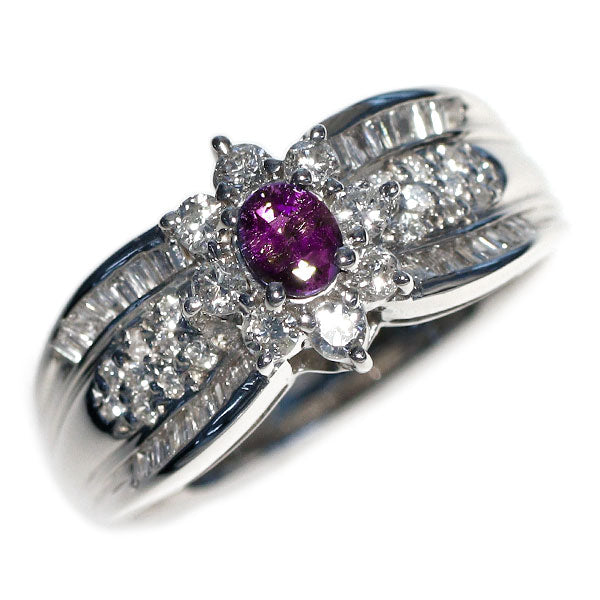希少 Pt900 アレキサンドライト ダイヤモンド リング 0.24ct D0.62ct