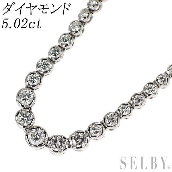 Pt850 ダイヤモンド テニス ネックレス 5.02ct