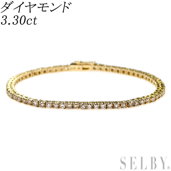 K18YG ダイヤモンド テニス ブレスレット 3.30ct